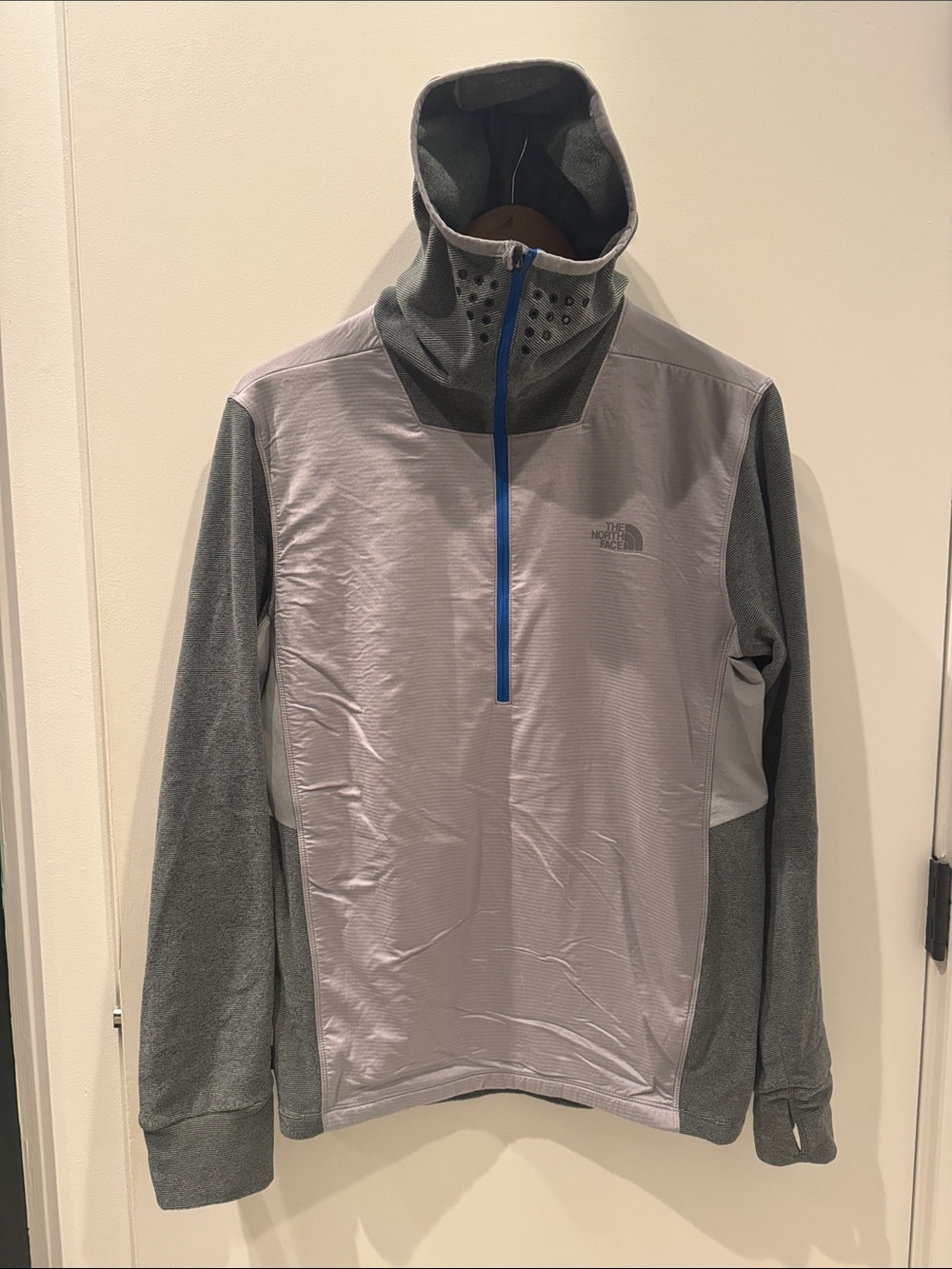The North Face Gray and Blue Performance Half-Zip Hoodie